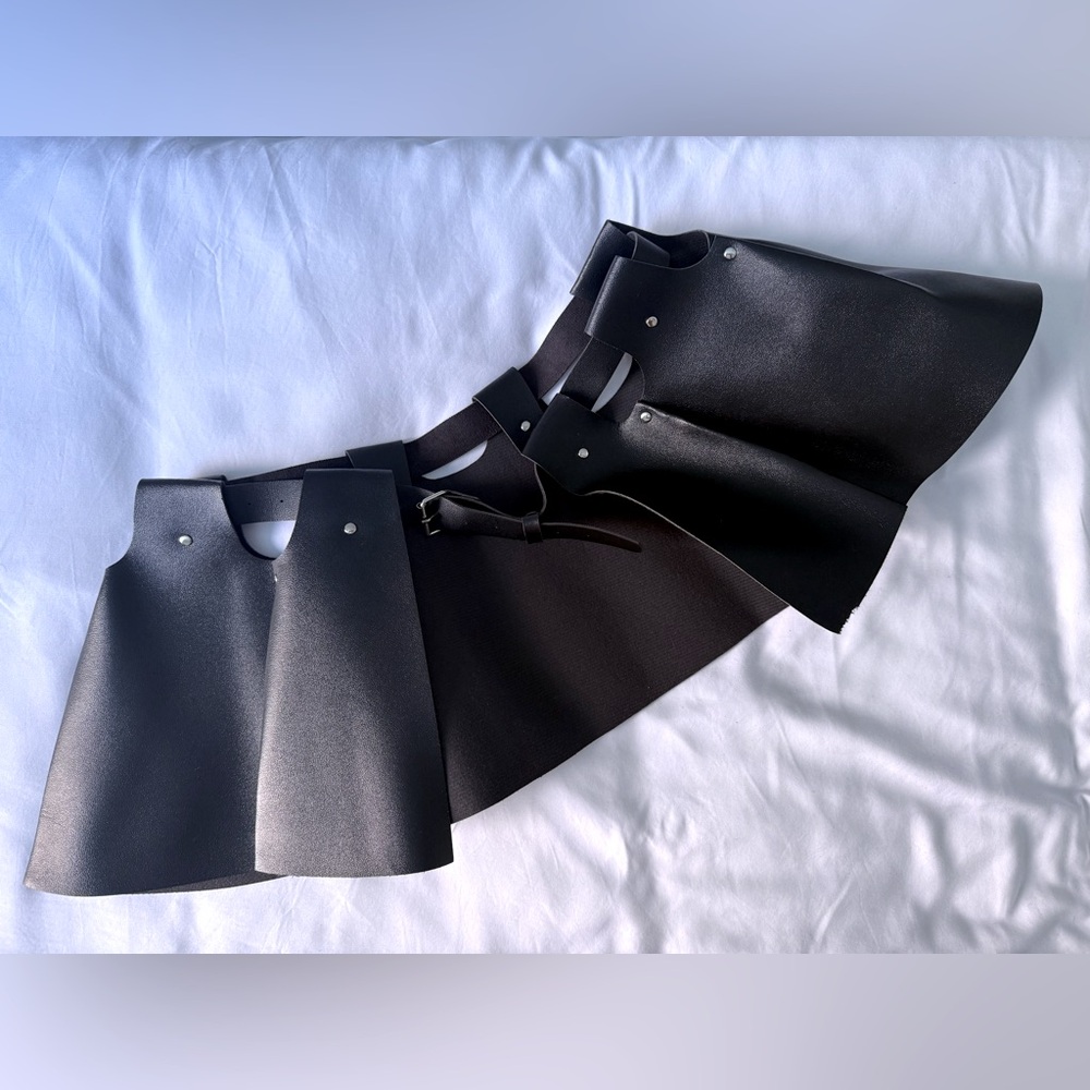 Black Faux Leather Corset Skirt Belt